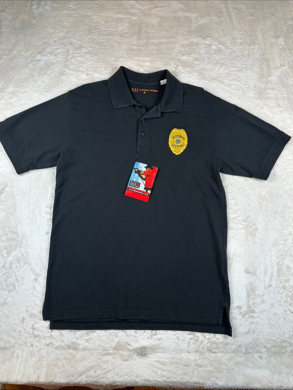 5.11 Tactical Size M Black Polo with Yellow Security Patch |Professional